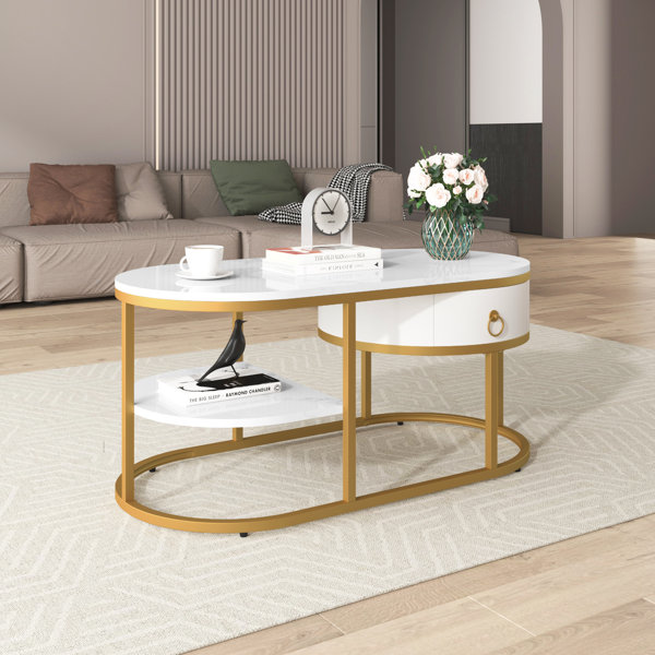 Modern white and gold deals coffee table